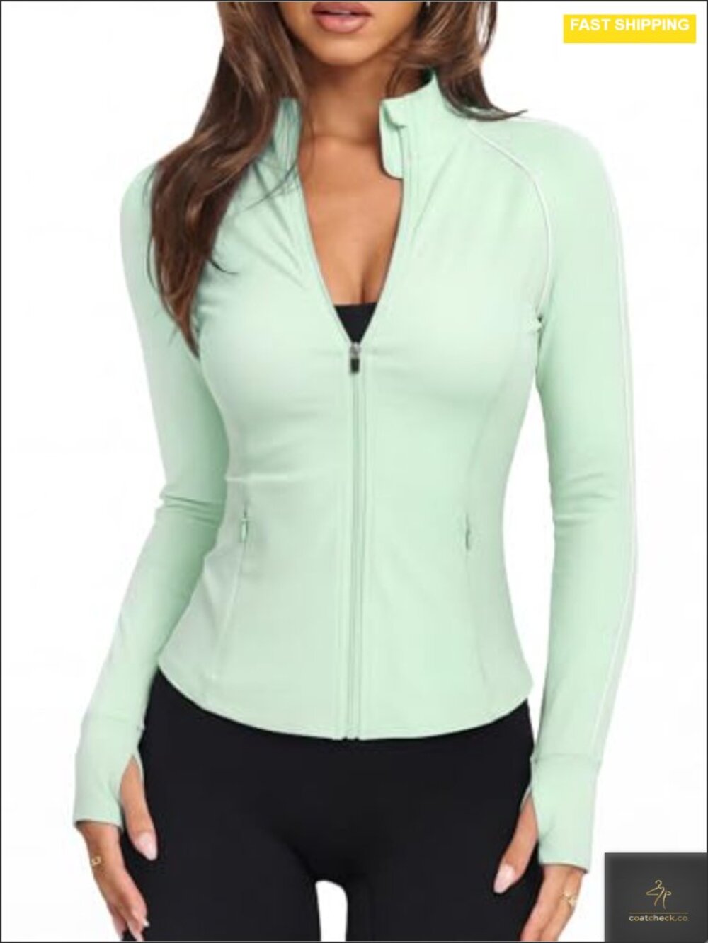 Women's Full Zip Athletic Track Jacket Lightweight Slim Fit with Pockets